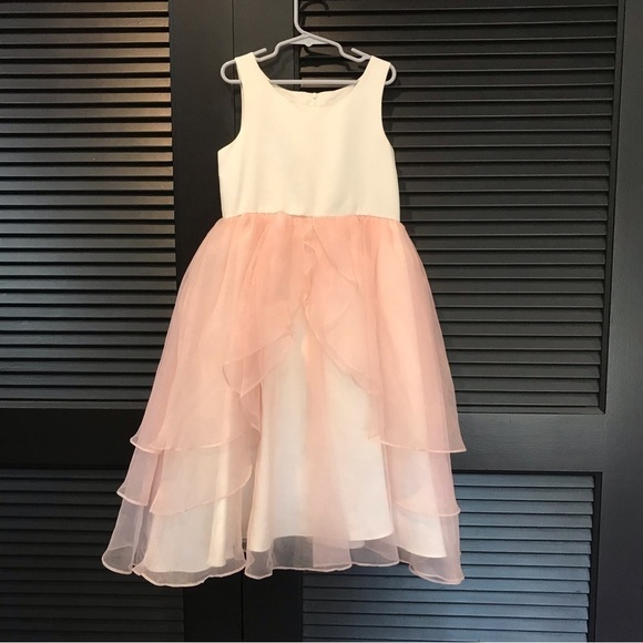 Us Angeles Girl’s Occasion Dress, White and Pink, Size 7 - Picture 1 of 12